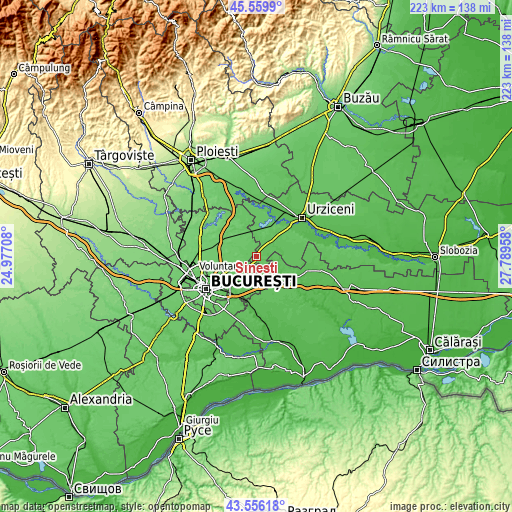 Topographic map of Sineşti