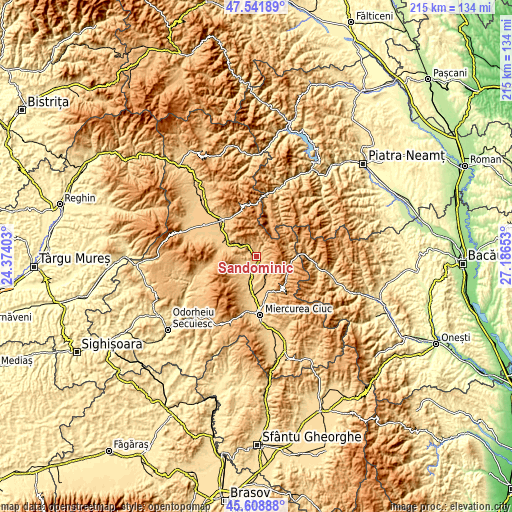 Topographic map of Sândominic