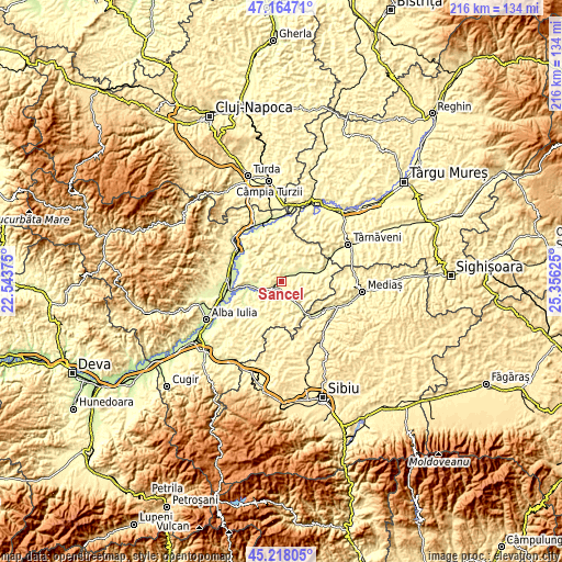 Topographic map of Sâncel