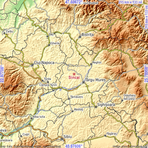 Topographic map of Şincai