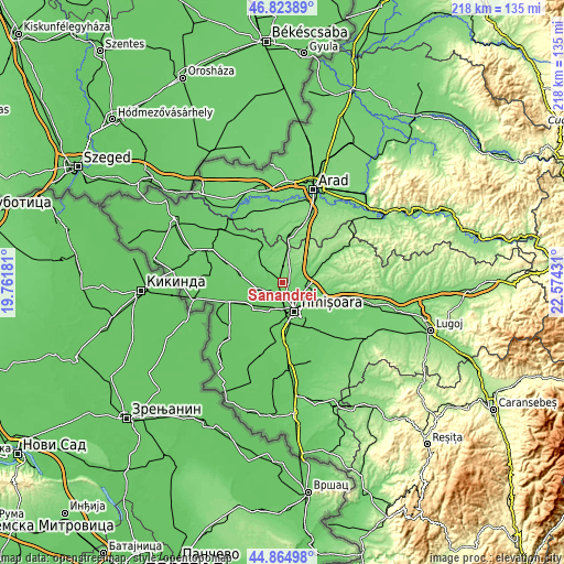 Topographic map of Sânandrei