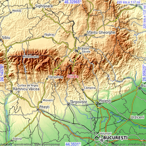 Topographic map of Sinaia