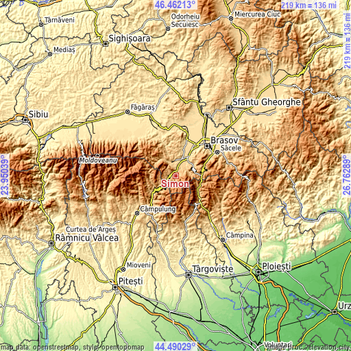 Topographic map of Șimon