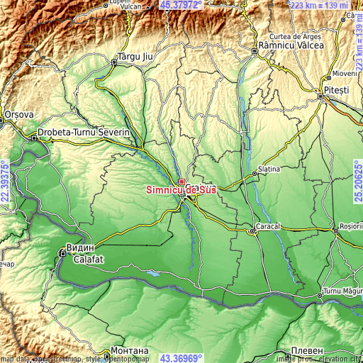 Topographic map of Şimnicu de Sus