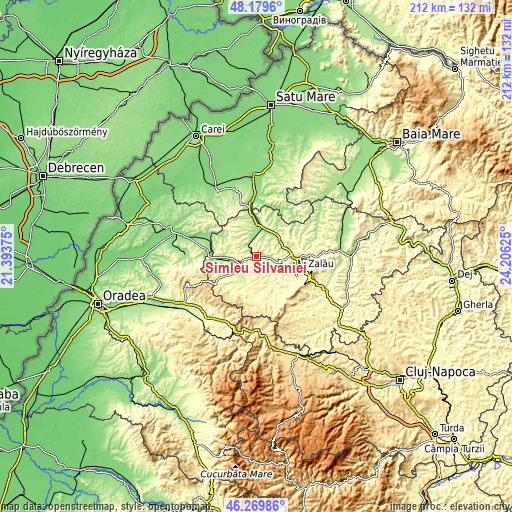 Topographic map of Şimleu Silvaniei