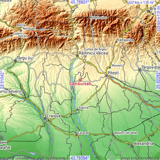 Topographic map of Sâmbureşti