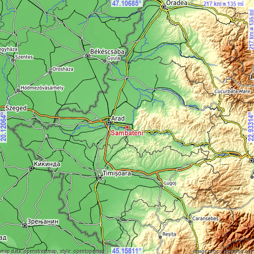 Topographic map of Sâmbăteni