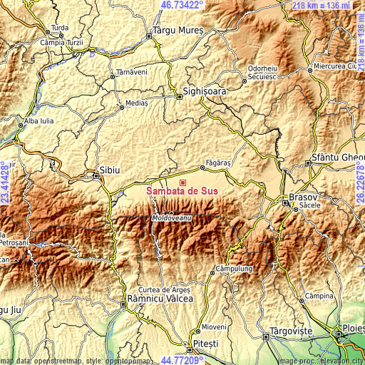 Topographic map of Sâmbăta de Sus