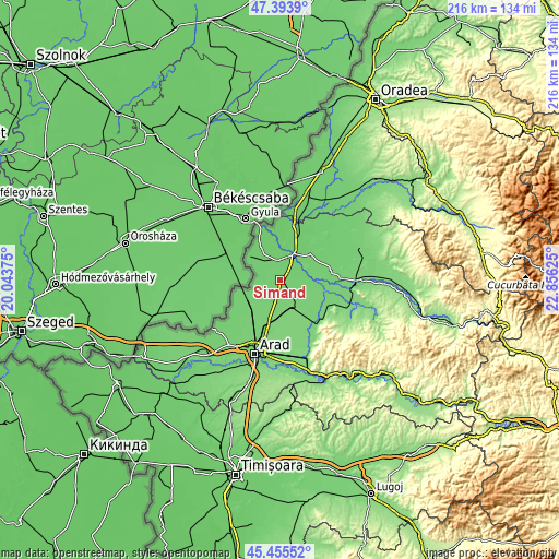 Topographic map of Şimand