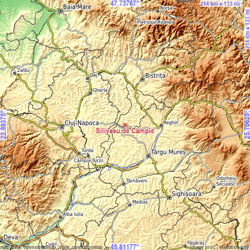 Topographic map of Silivașu de Câmpie