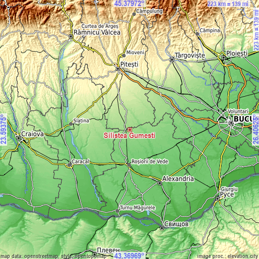 Topographic map of Siliștea Gumești