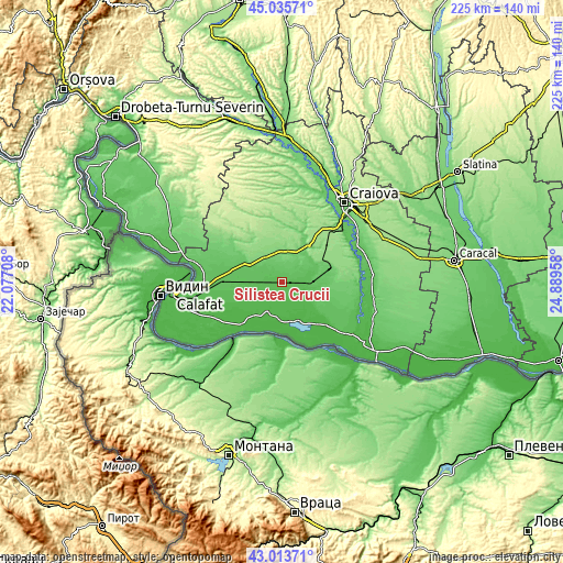 Topographic map of Siliştea Crucii