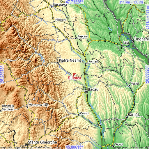 Topographic map of Siliștea