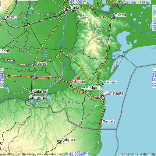 Topographic map of Siliştea