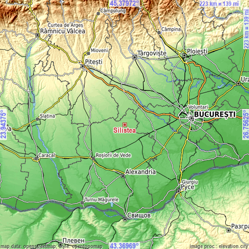 Topographic map of Siliştea