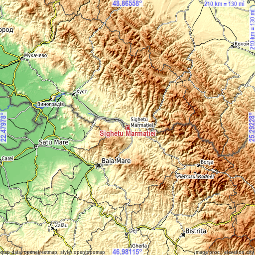 Topographic map of Sighetu Marmaţiei