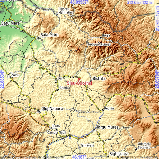Topographic map of Şieu-Odorhei