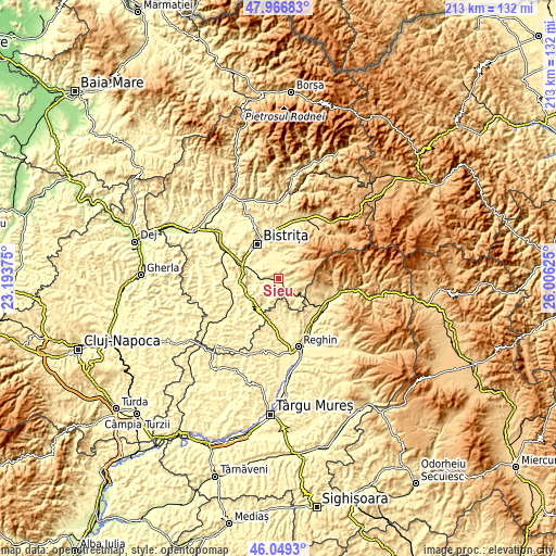 Topographic map of Şieu