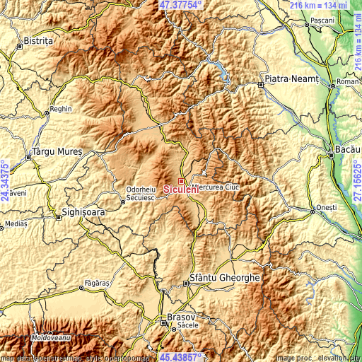 Topographic map of Siculeni