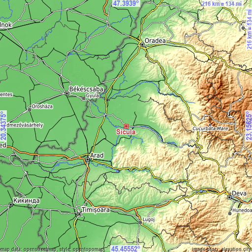 Topographic map of Şicula