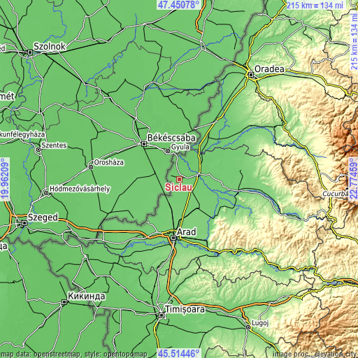 Topographic map of Șiclău