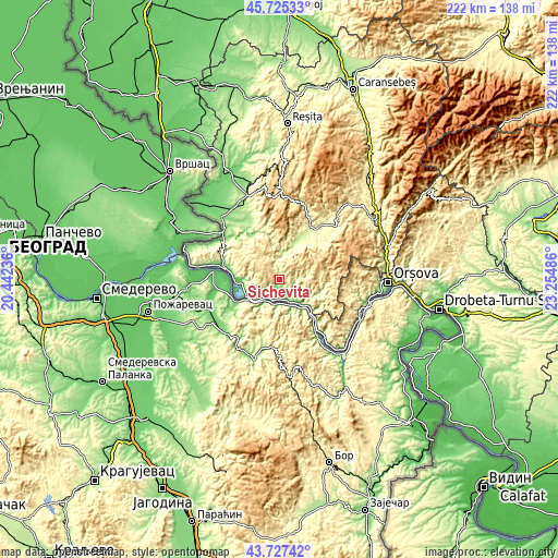 Topographic map of Sicheviţa