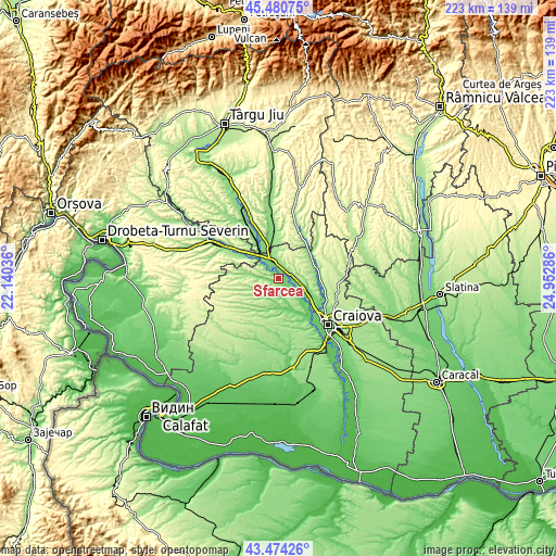 Topographic map of Sfârcea