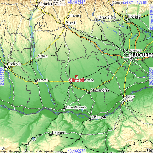 Topographic map of Sfinţeşti