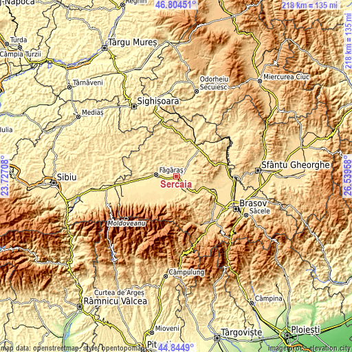 Topographic map of Şercaia