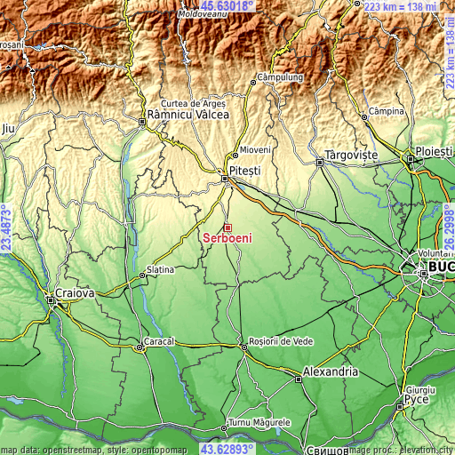 Topographic map of Șerboeni