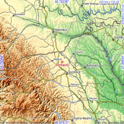 Topographic map of Șerbăuți