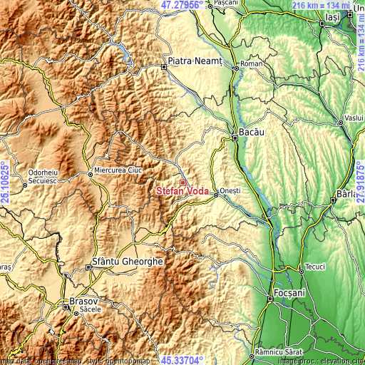 Topographic map of Ștefan Vodă