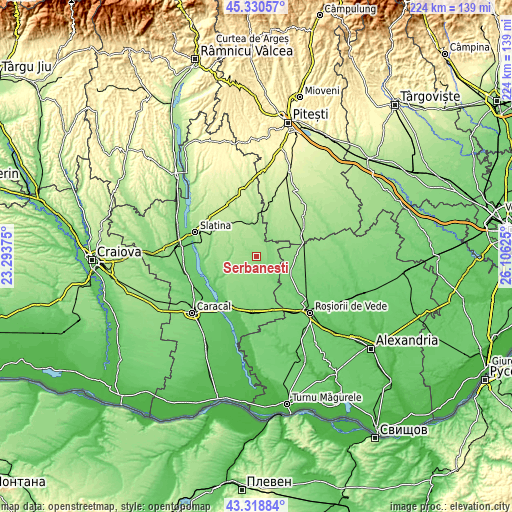 Topographic map of Şerbăneşti