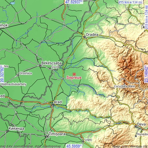 Topographic map of Șepreuș