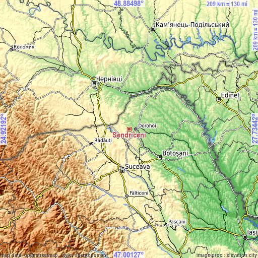 Topographic map of Şendriceni