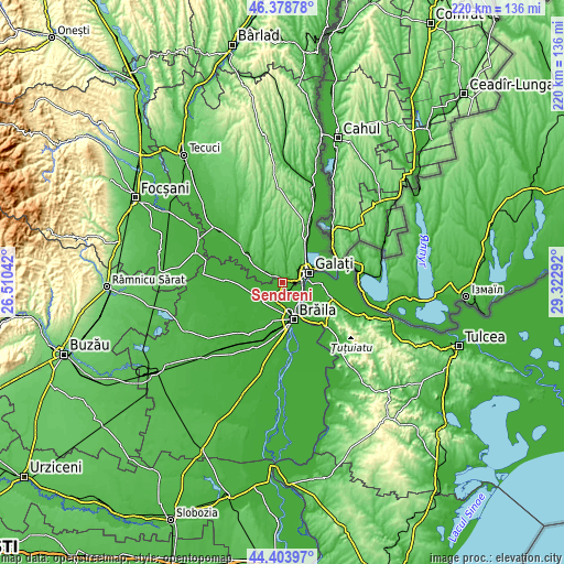 Topographic map of Şendreni
