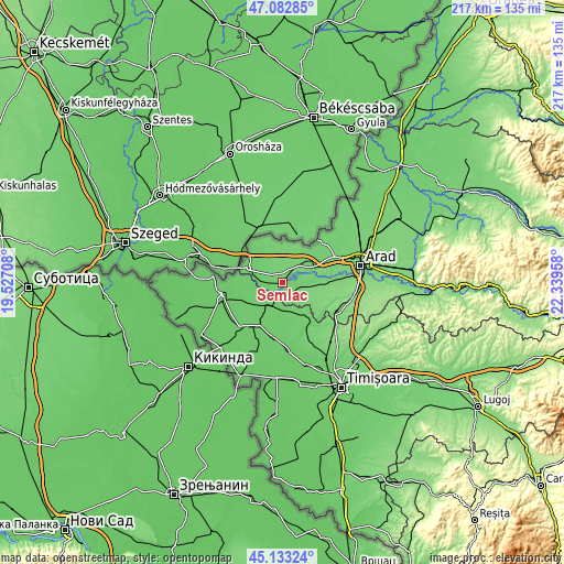 Topographic map of Semlac