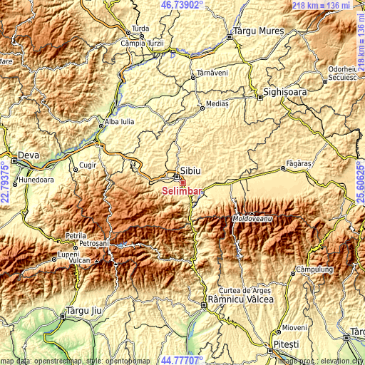 Topographic map of Şelimbăr