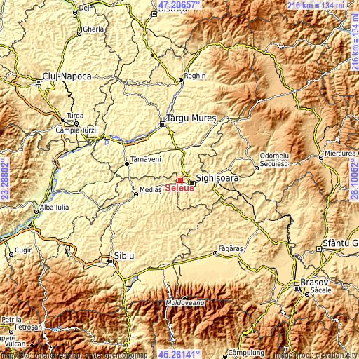 Topographic map of Seleuș