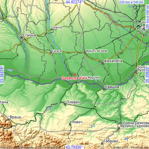 Topographic map of Segarcea Vale