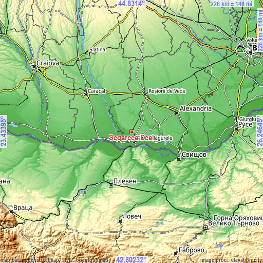 Topographic map of Segarcea-Deal