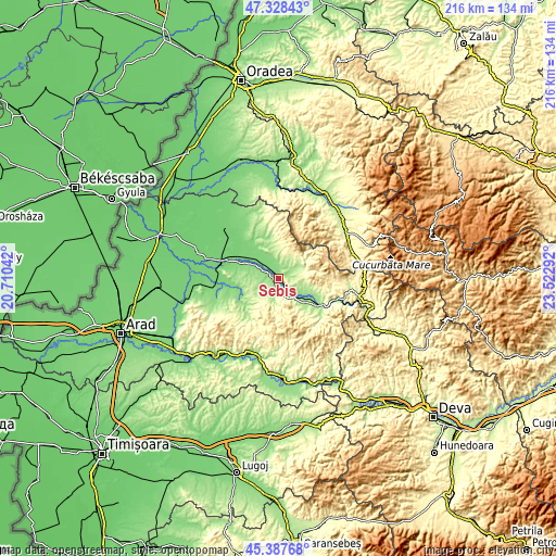 Topographic map of Sebiş