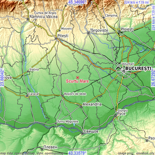 Topographic map of Scurtu Mare