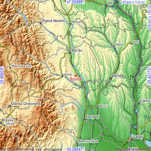 Topographic map of Scurta