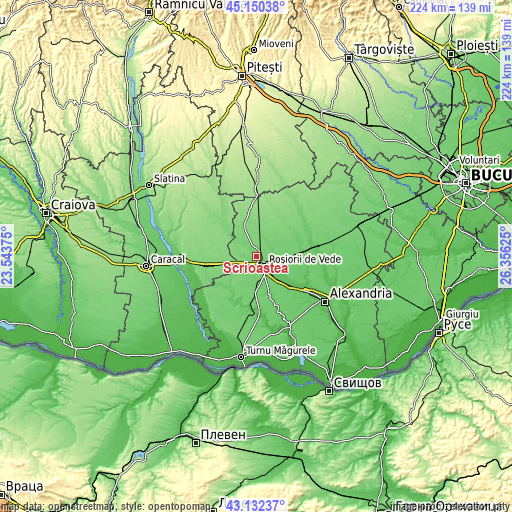 Topographic map of Scrioaştea