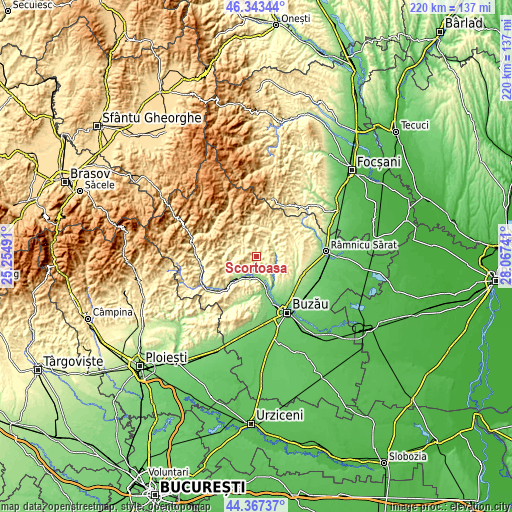 Topographic map of Scorţoasa