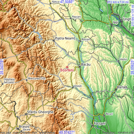 Topographic map of Scorţeni