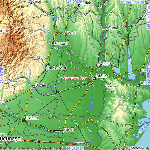 Topographic map of Scorţaru Nou