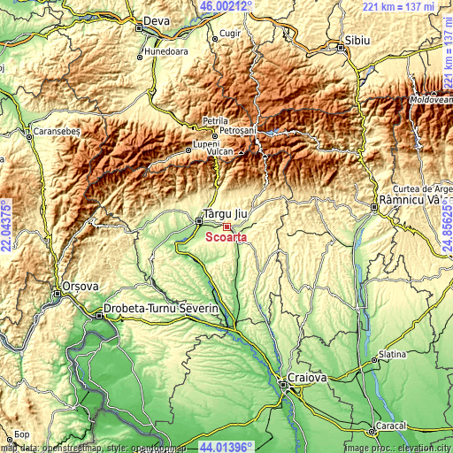 Topographic map of Scoarţa