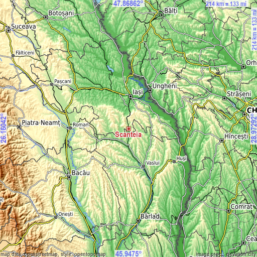 Topographic map of Scânteia